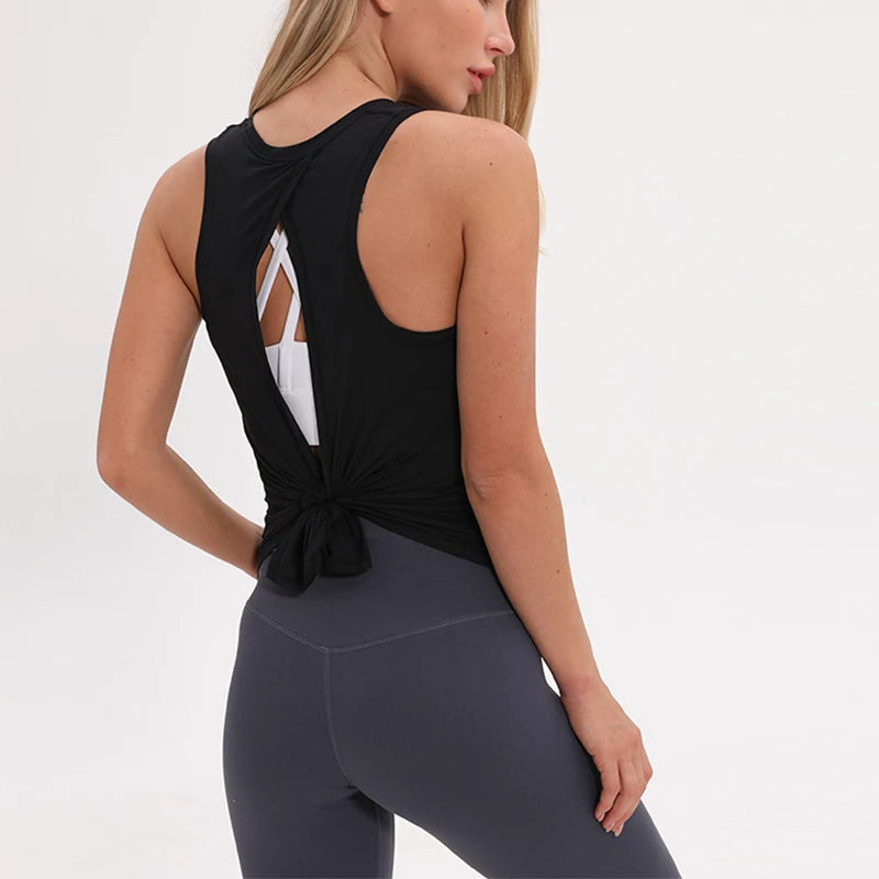Loose Top Activewear Naked-Feel Athletic Yoga Vest Open Back Yoga Tank Tops Stretch Sexy Blouse Sport Fitness Tank Tops S-2XL