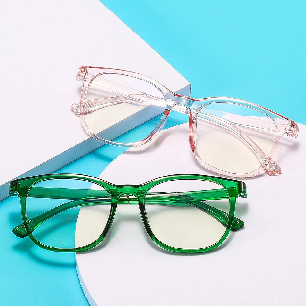 Transparent Computer Glasses – Anti-Blue Light Eyewear for Women and Men, Square and Round Frame Options