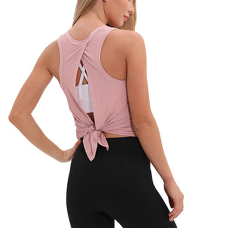 Loose Top Activewear Naked-Feel Athletic Yoga Vest Open Back Yoga Tank Tops Stretch Sexy Blouse Sport Fitness Tank Tops S-2XL
