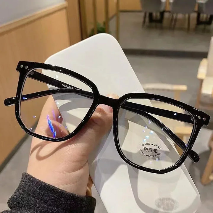 Light Frame Anti-Blue Light Glasses – Transparent Black Square Eyewear for Women and Men