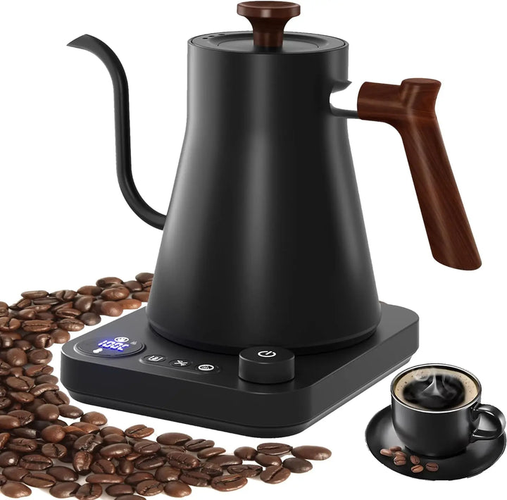 Electric Gooseneck Kettle 900ML – Smart Temperature Control Coffee & Tea Pot with Rapid Heating, 110V/220V