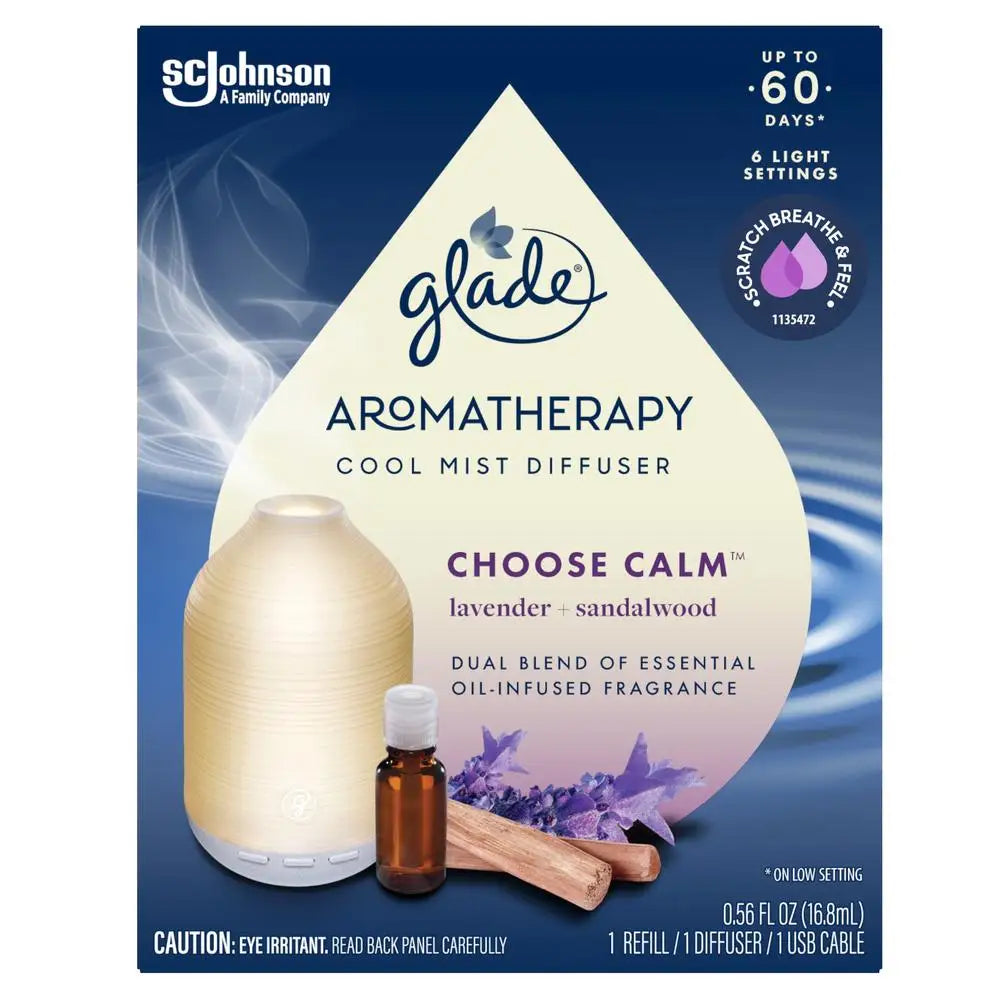 Aromatherapy Essential Oil Diffuser USB Mist Air Freshener Relaxing Lavender Sandalwood Refill Mood Light Control 60 Days
