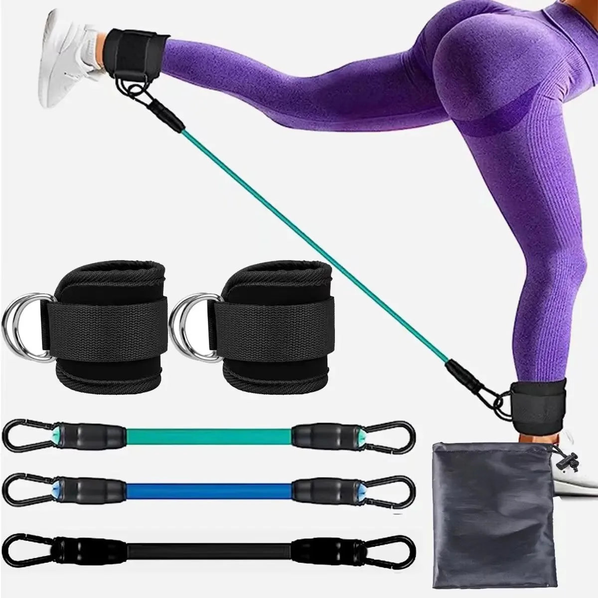 Ankle Strap Resistance Bands – Elastic Fitness Bands for Hip & Leg Strength, Home Training, Yoga, Pilates & Gym Workouts