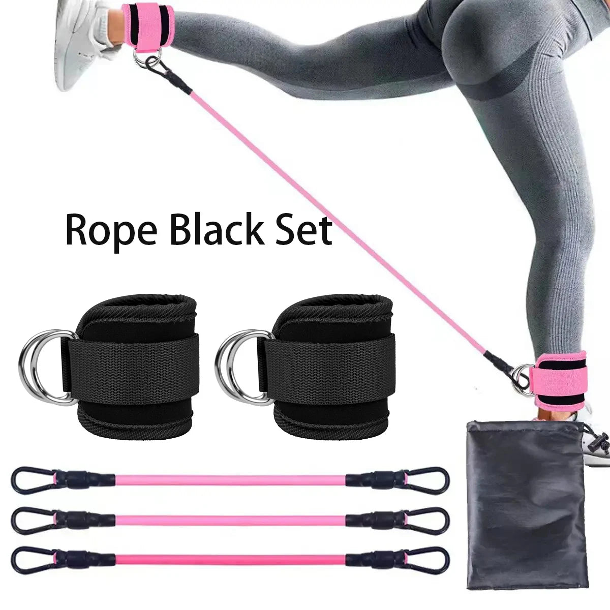 Ankle Strap Resistance Bands – Elastic Fitness Bands for Hip & Leg Strength, Home Training, Yoga, Pilates & Gym Workouts