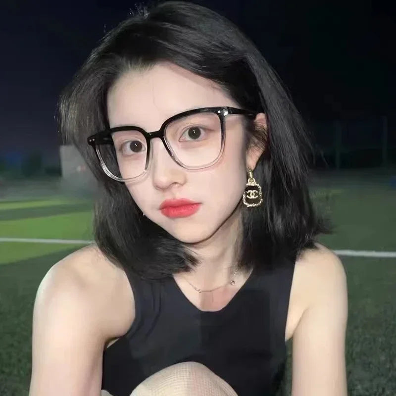 Light Frame Anti-Blue Light Glasses – Transparent Black Square Eyewear for Women and Men