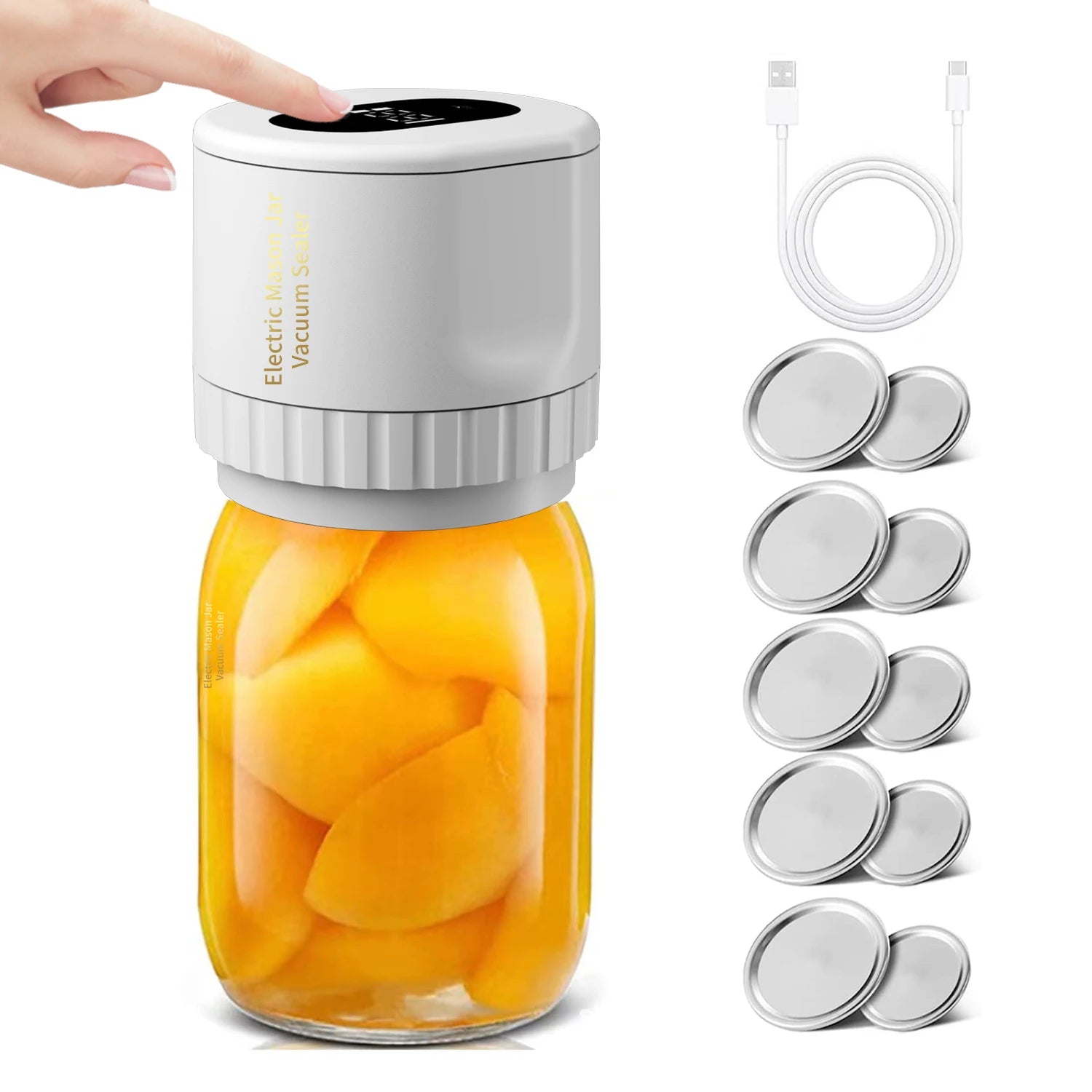 Electric Mason Jar Vacuum Sealer Kit – Cordless, Powerful & Perfect for Food Storage