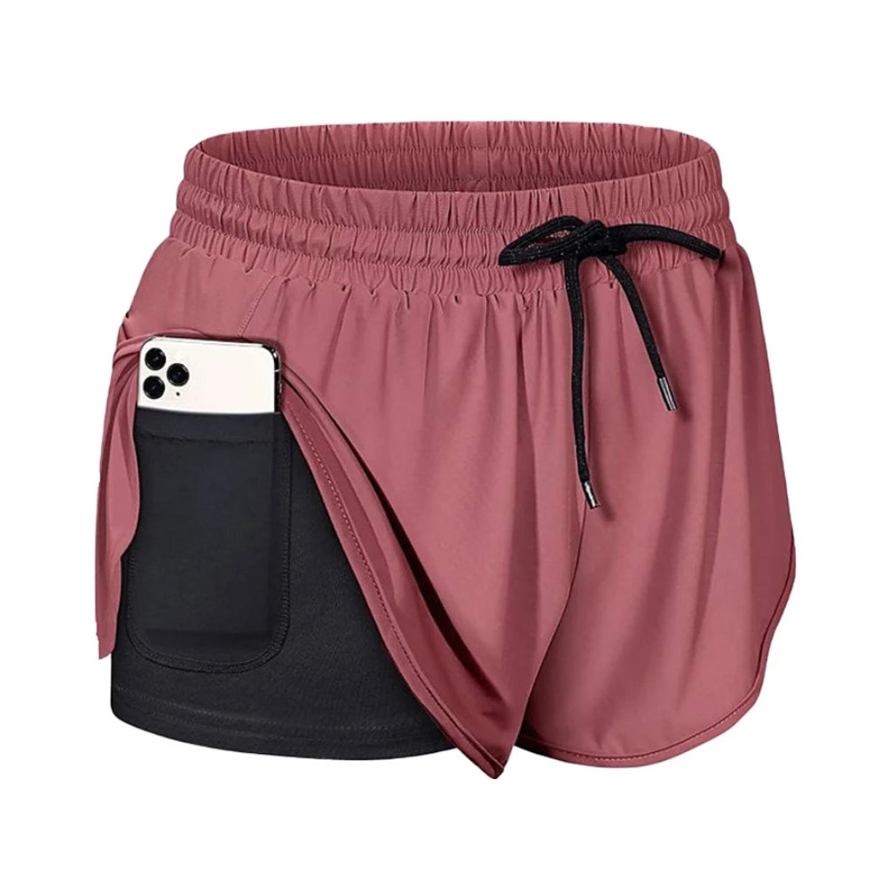 High Waist Workout Shorts Women Fitness Quick Drying Double Layer Shorts Running Active Athletic Yoga Short Pants Gym Leggings