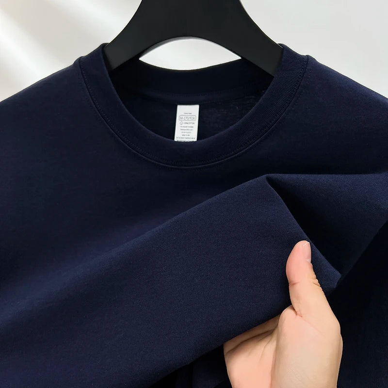 100% Pure Cotton Men’s Short Sleeve T-Shirt – High-End Brand, Breathable, Fashionable Round Neck Summer Top