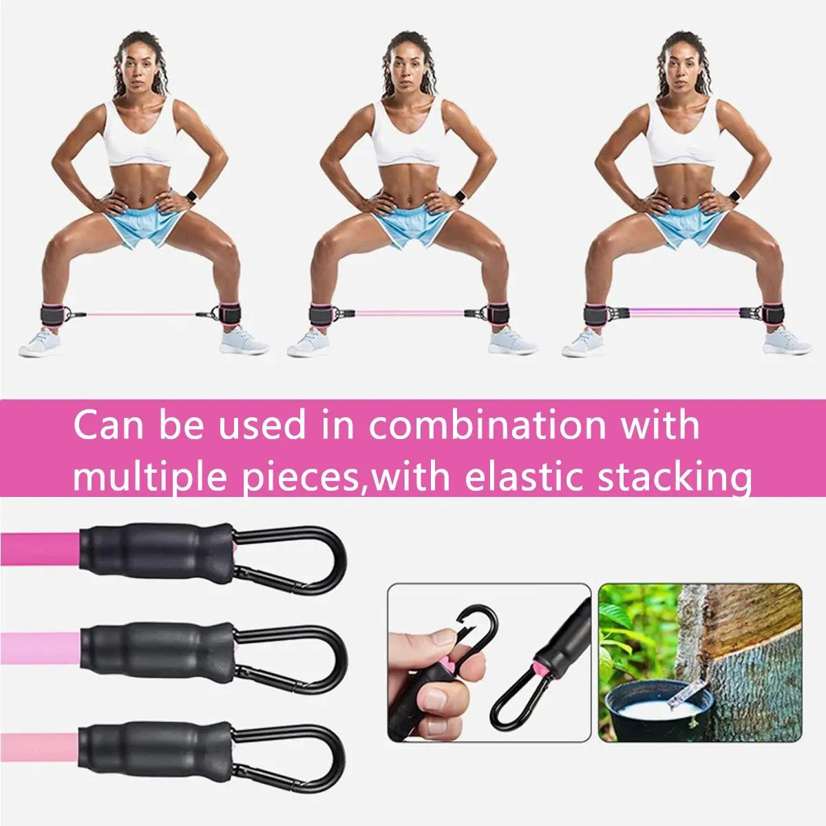 Ankle Strap Resistance Bands – Elastic Fitness Bands for Hip & Leg Strength, Home Training, Yoga, Pilates & Gym Workouts