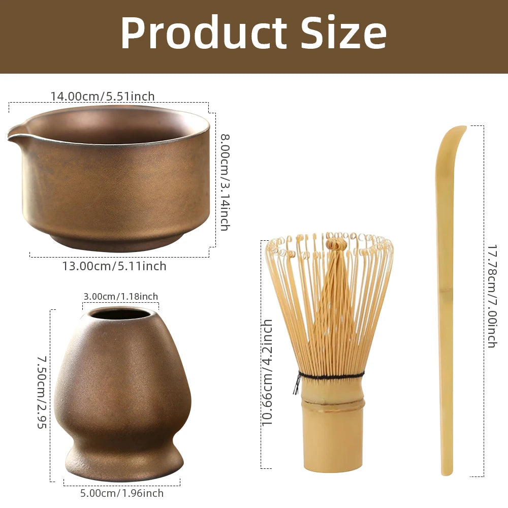4PCS Japanese Matcha Tea Set – Bamboo Whisk & Teaspoon Tea-Making Tools for Home & Beverage Shops