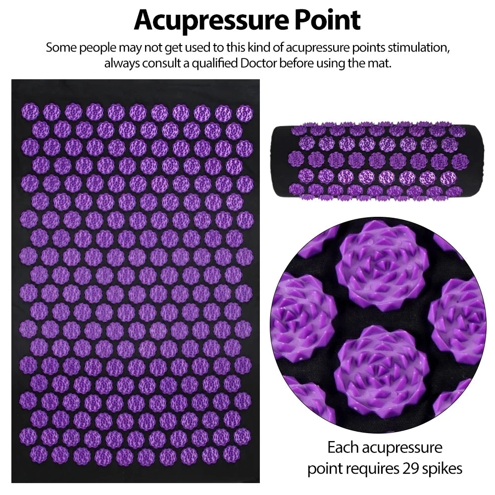 Acupressure Yoga Mat – Kuznetsov’s Applicator Cushion with Spikes, Sensi Massage Body Needles, and Foot Massager for Fitness & Relaxation