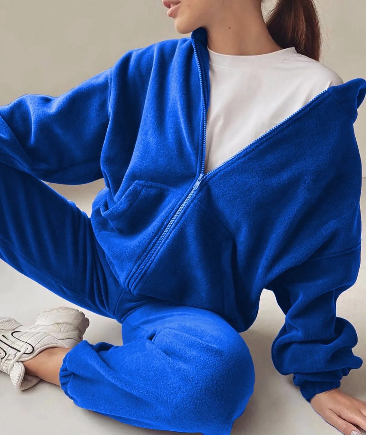 2pcs/Set New Women's Loose Sports Casual Sweater Suit Two-Piece Streetwear Pants Suit Sports Pullover