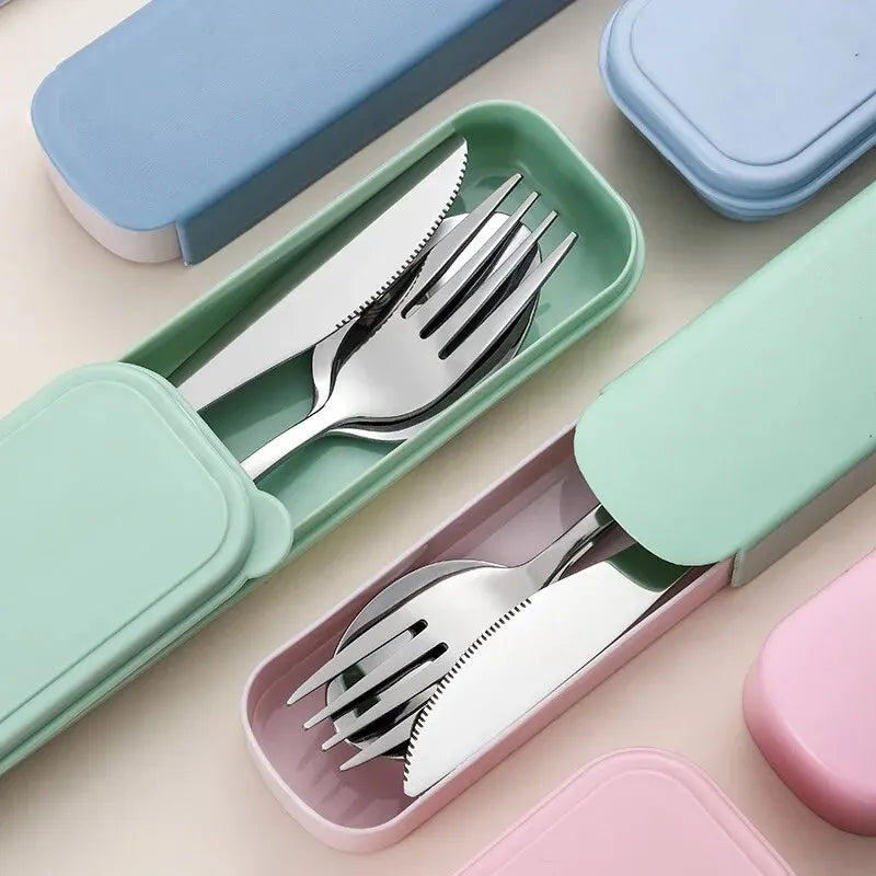 3-Piece 410 Stainless Steel Portable Cutlery Set – Mirror Polished Knife, Fork, and Spoon with Rounded Comfortable Edges