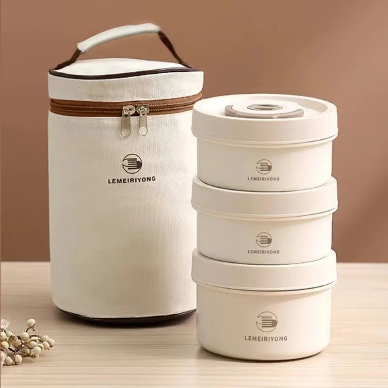 Portable Insulated Lunch Box Set – Stackable Stainless Steel Bento Containers for Fresh & Convenient Meals Anywhere