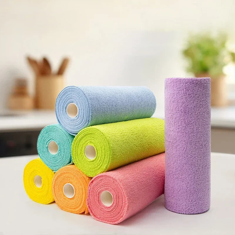 Reusable Cleaning Wipe Roll – Microfiber Kitchen Cloths and Dish Rags (1 Roll, 20 Sheets)