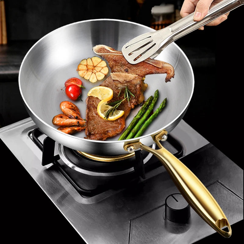 316 Stainless Steel Frying Pan & Wok – Nonstick, Durable, and Compatible with All Cooktops