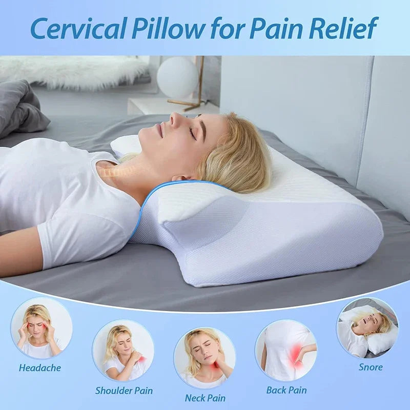 2-in-1 Memory Foam Cervical Pillow – Ergonomic Contour for Neck Pain Relief and Better Sleep