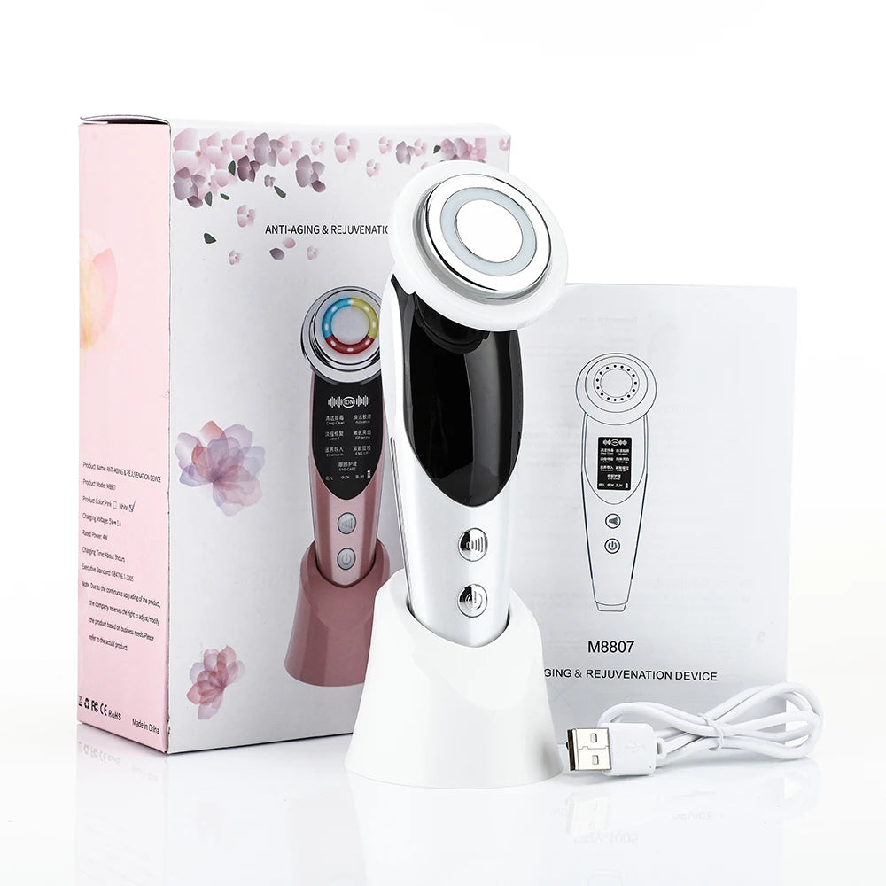 7-in-1 Face Lifting Device – EMS Microcurrent, LED Skin Rejuvenation, and Neck Firming Massager for Radiant, Youthful Skin