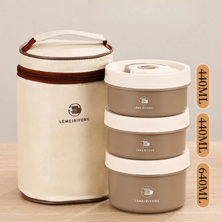 Portable Insulated Lunch Box Set – Stackable Stainless Steel Bento Containers for Fresh & Convenient Meals Anywhere