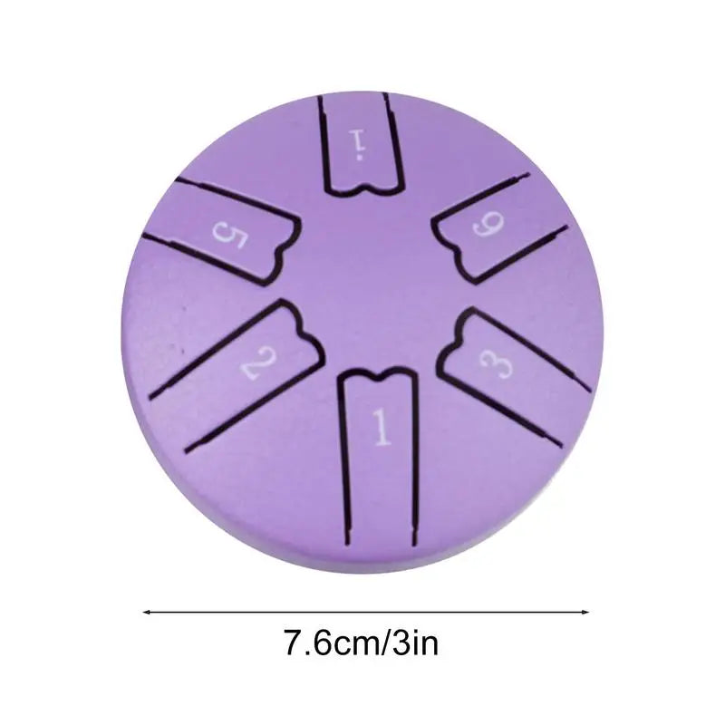 Steel Drum For Kids 6-Note 3-Inch A-Key Tank Drum For Meditation Handpan Drum Percussion Instrument Includes Mallets & Music