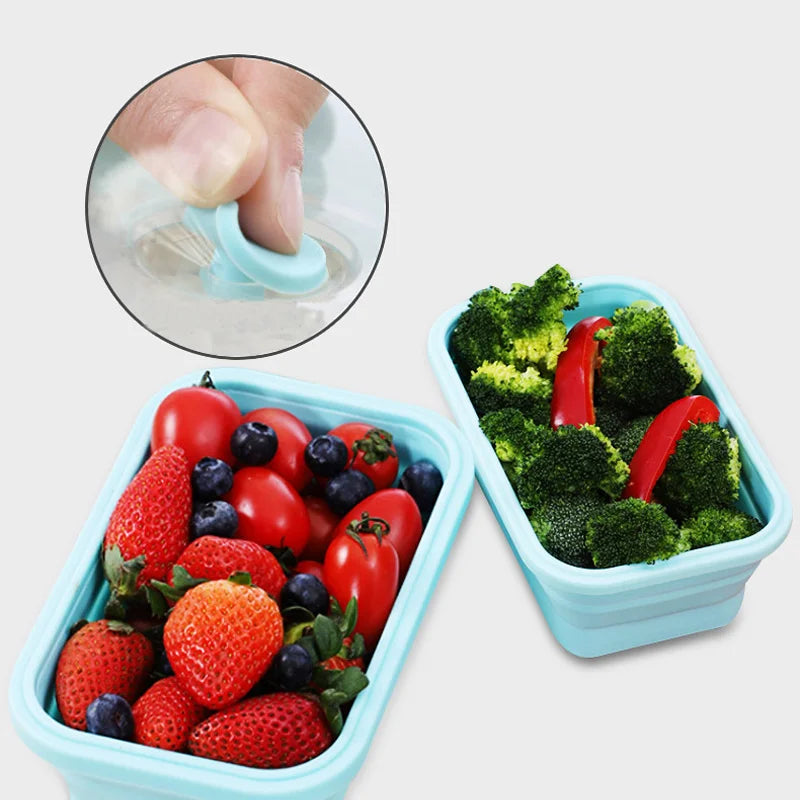 4pcs Collapsible Food Storage Containers – Airtight, Freezer & Microwave Safe for Leftovers and Fresh Fruit