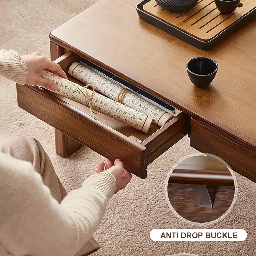 Japanese Floor Table, Low Altar Table for Meditation, Tatami Coffee Table, Small Tea Table for Floor Sitting, for Dining & Spiri