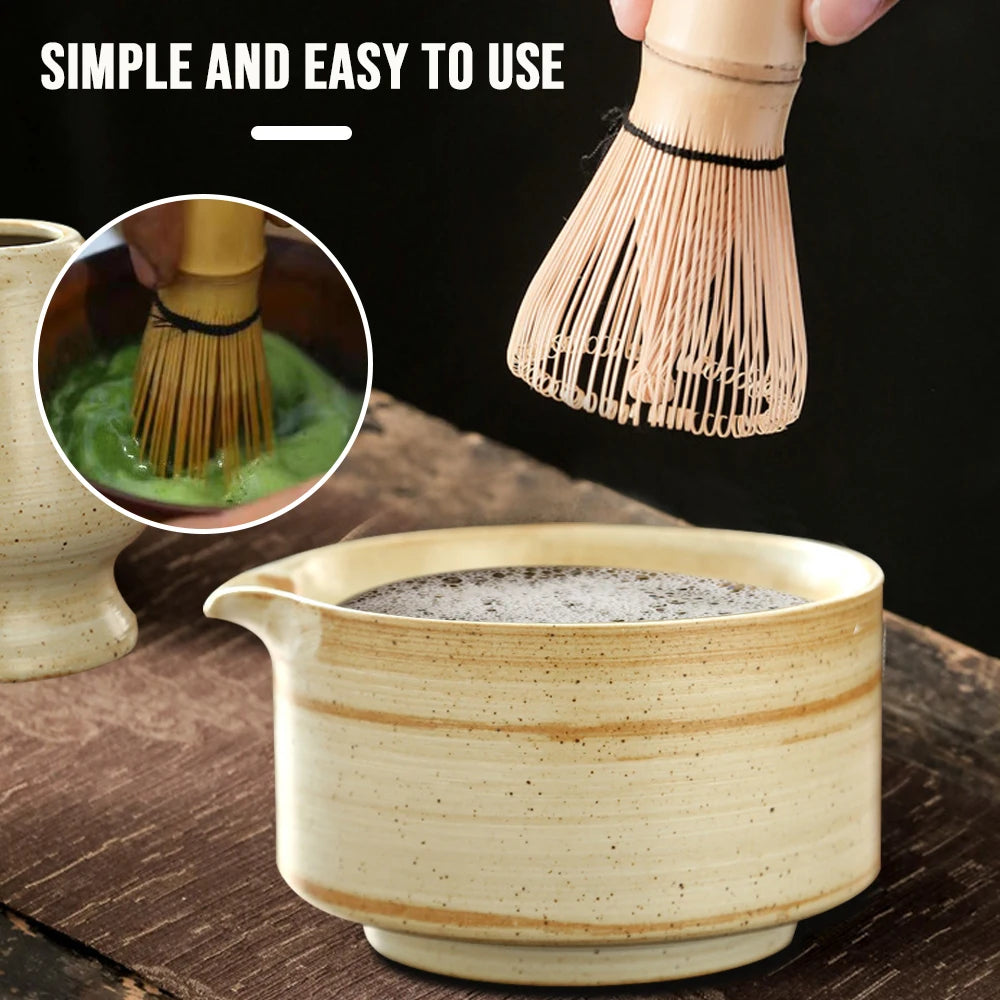 4PCS Japanese Matcha Tea Set – Bamboo Whisk & Teaspoon Tea-Making Tools for Home & Beverage Shops