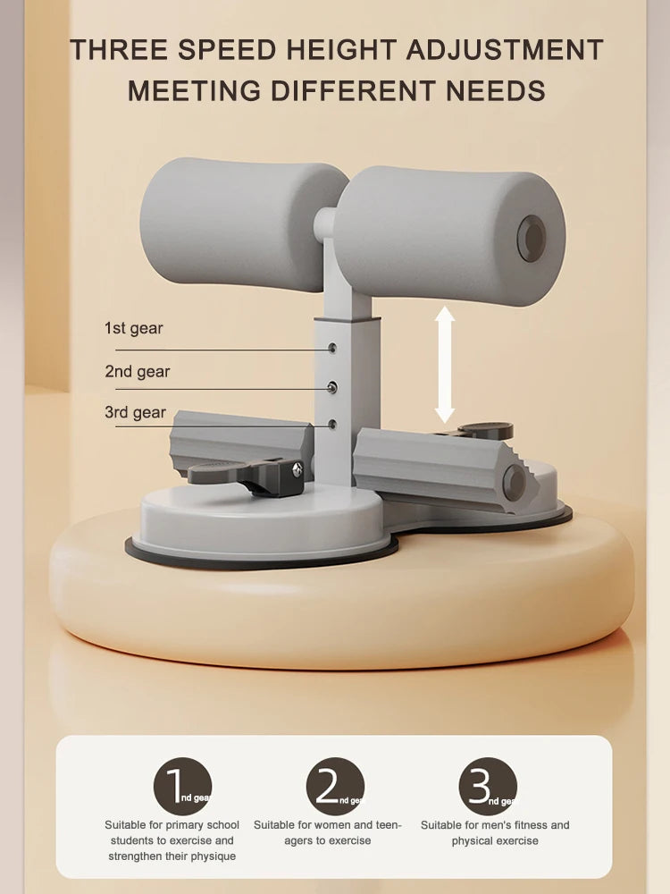 Workout Abs Trainer with 2 Suction Cups Self-Suction Abs Machine 3 Gear Height Multifunctional Non-Slip Fitness Beauty Equipment