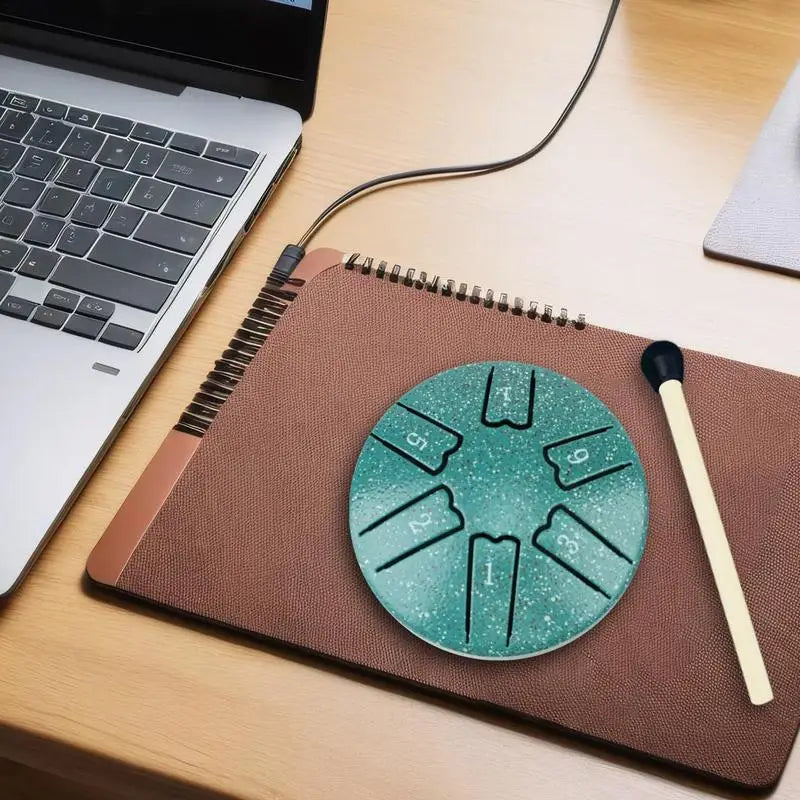 Steel Drum For Kids 6-Note 3-Inch A-Key Tank Drum For Meditation Handpan Drum Percussion Instrument Includes Mallets & Music