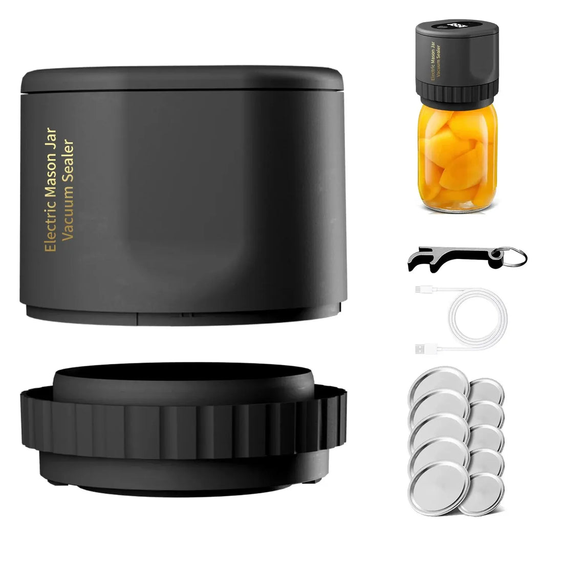 Electric Mason Jar Vacuum Sealer Kit – Cordless, Powerful & Perfect for Food Storage