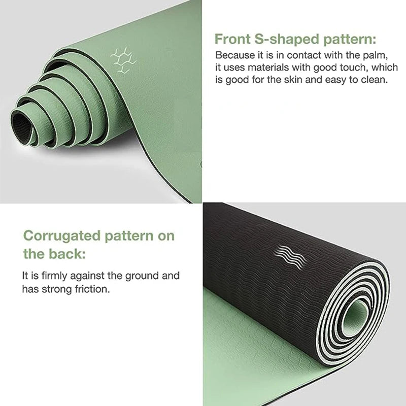 Thick Two-Color TPE Yoga Mat – Non-Slip, High-Quality Fitness Pad for Home Workouts