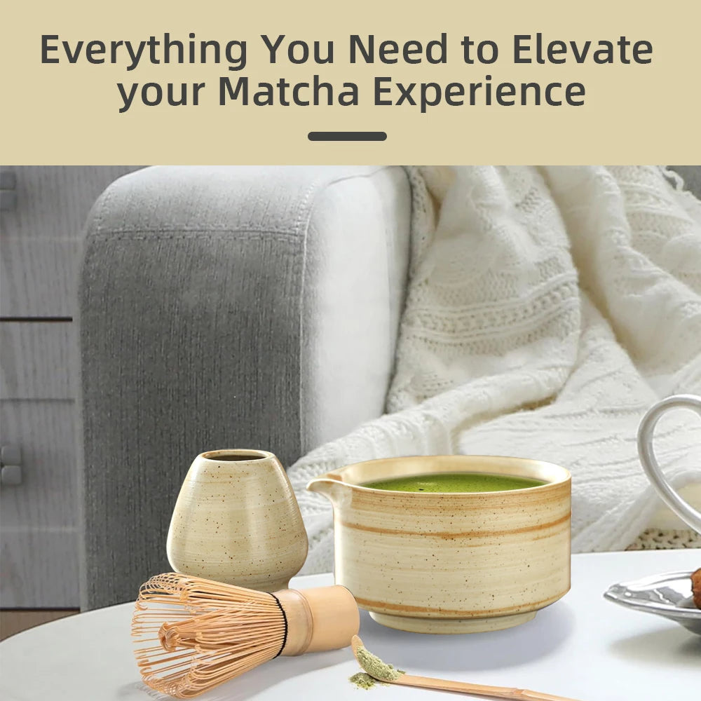 4PCS Japanese Matcha Tea Set – Bamboo Whisk & Teaspoon Tea-Making Tools for Home & Beverage Shops
