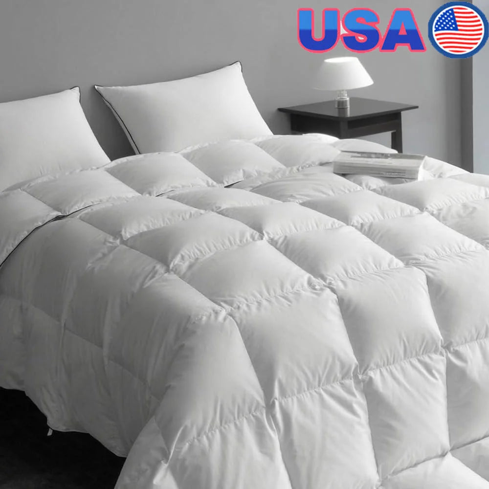 Fluffy Lightweight Down Fiber Comforter All Season Medium Warmth Duvet Insert Hotel Quality Soft Breathable Cozy Sleep Aid