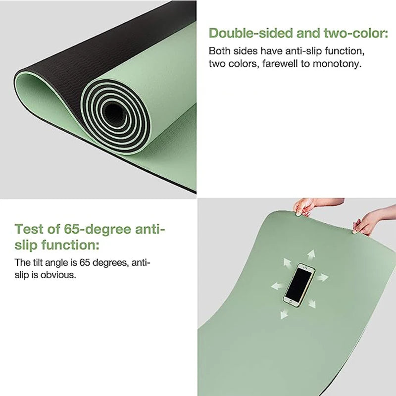 Thick Two-Color TPE Yoga Mat – Non-Slip, High-Quality Fitness Pad for Home Workouts