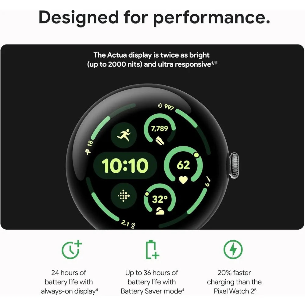 Pixel Watch Latest Model - Android Smartwatch, Heart Rate Tracking, Fitbit Advanced Running, 24-Hour Battery Wi-Fi