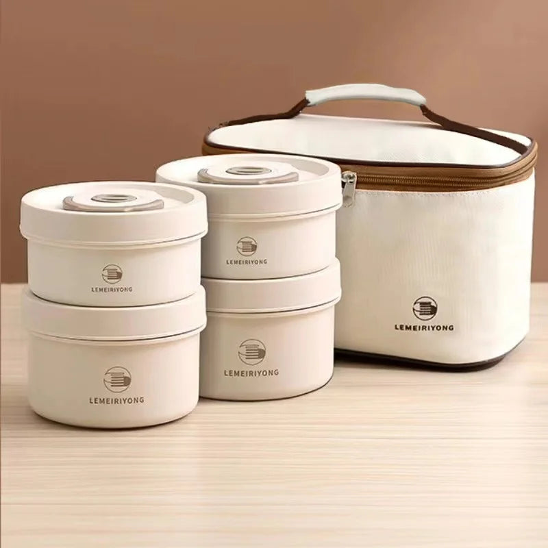 Portable Insulated Lunch Box Set – Stackable Stainless Steel Bento Containers for Fresh & Convenient Meals Anywhere