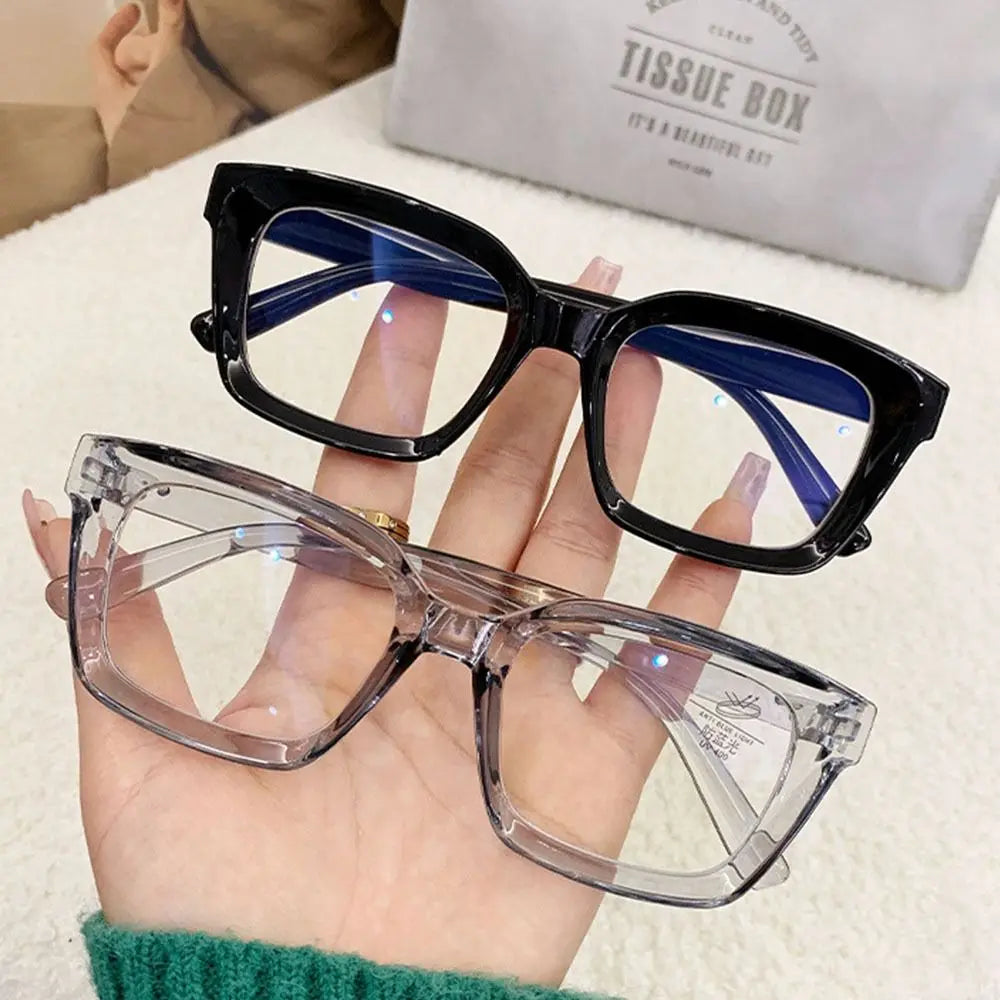 2024 Oversized Square Glasses Anti Blue Light Glasses Large Frame Myopia Glasses Flat Light Glasses Transparent Eyeglasses