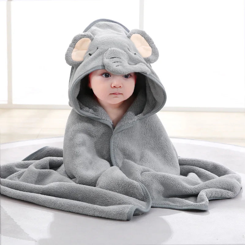 Cartoon Animal Baby Bath Towels – Soft Hooded Towel and Swaddle Wrap for Newborns and Toddlers