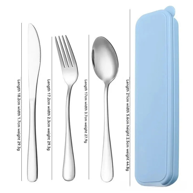 3-Piece 410 Stainless Steel Portable Cutlery Set – Mirror Polished Knife, Fork, and Spoon with Rounded Comfortable Edges