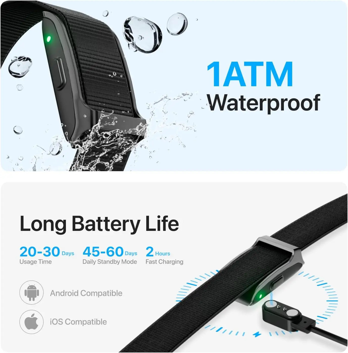 Smart Health Wristband, Wearable Activity & Fitness Tracker, 120+ Sports Modes,All-Day Continuous Monitoring,Heart Rate Tracking