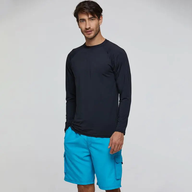 Men's UPF 50+ Long Sleeve Shirts Sun Protection SPF/UV Fishing Hiking Running T-Shirts Rashguard Swim Shirts