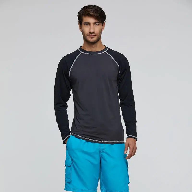 Men's UPF 50+ Long Sleeve Shirts Sun Protection SPF/UV Fishing Hiking Running T-Shirts Rashguard Swim Shirts