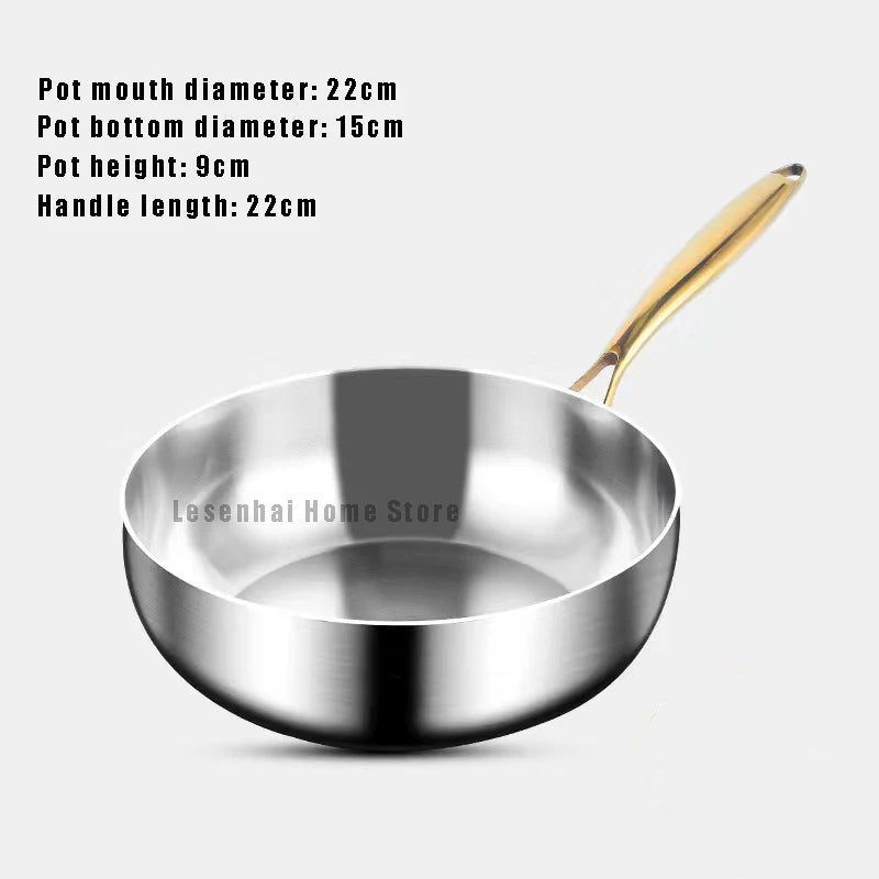 316 Stainless Steel Deepened Frying Pan & Wok – Nonstick, Durable & Universal for All Cooktops