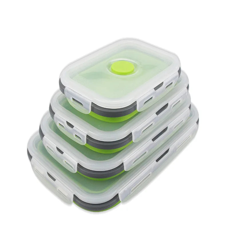 4pcs Collapsible Food Storage Containers – Airtight, Freezer & Microwave Safe for Leftovers and Fresh Fruit