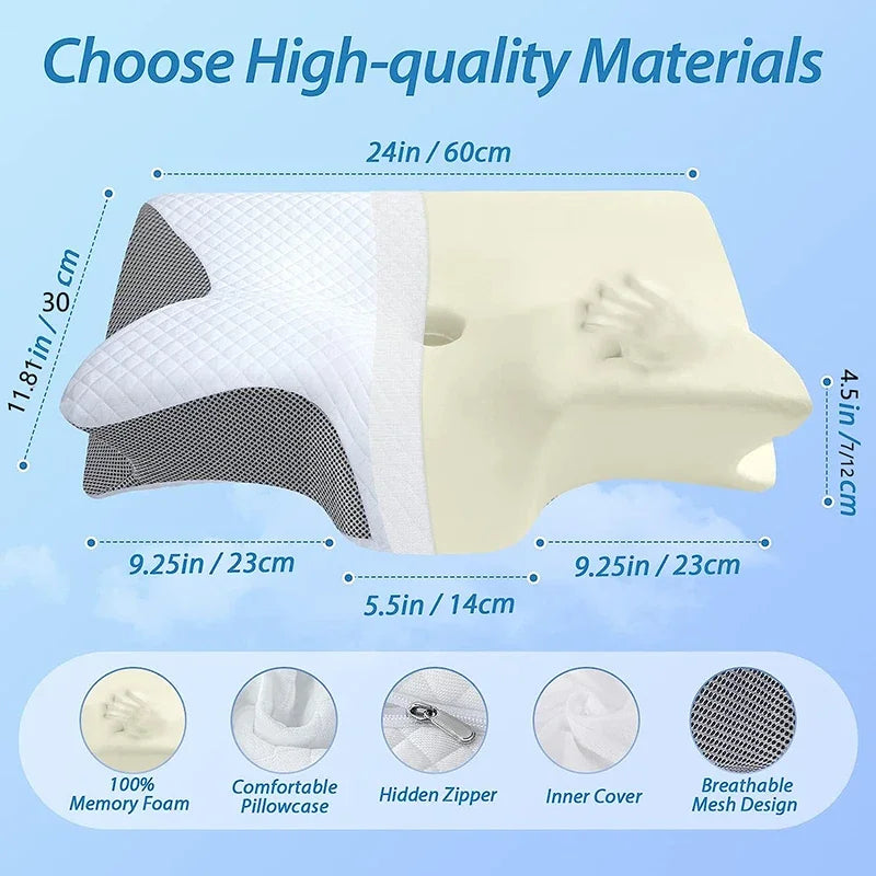 2-in-1 Memory Foam Cervical Pillow – Ergonomic Contour for Neck Pain Relief and Better Sleep