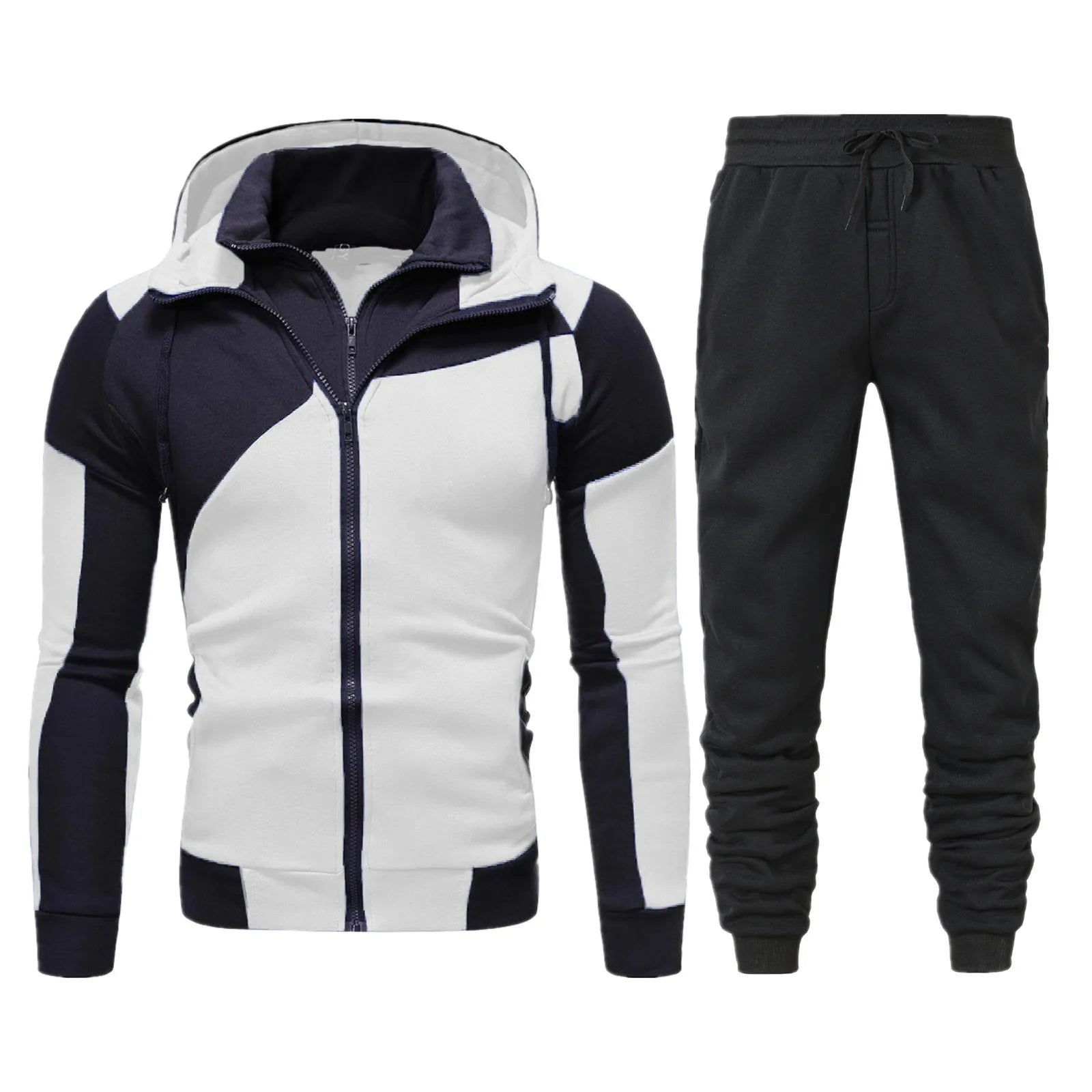 Spring Men's Sweatpants Sets Fashion Handsome Double Zipper Stand Neck Two Piece Suits Casual Sportswear Hoodies and Pants