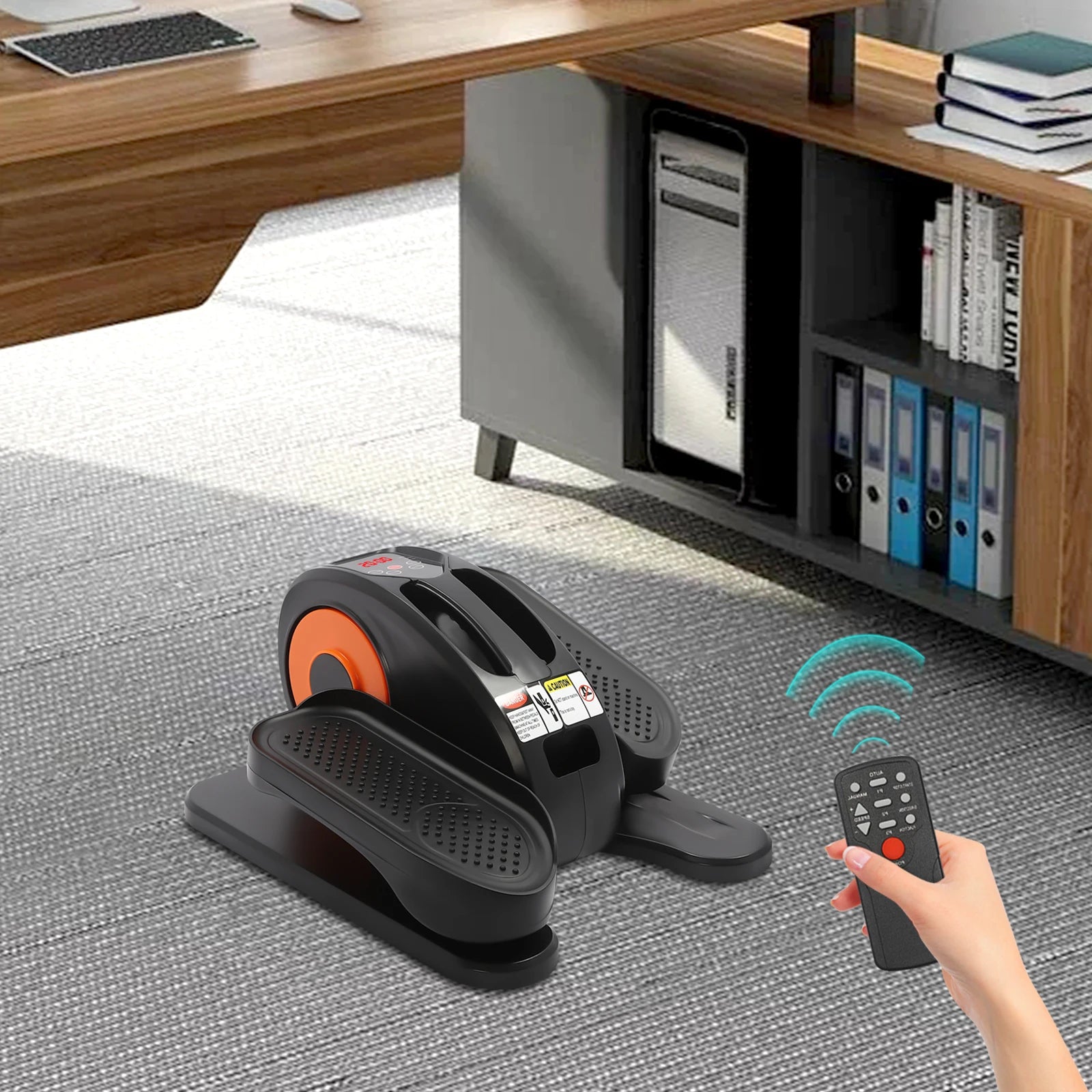 Under Desk Elliptical Machine Electric Ellipse Leg Exerciser with Remote Control Seated Pedal Exerciser for Home