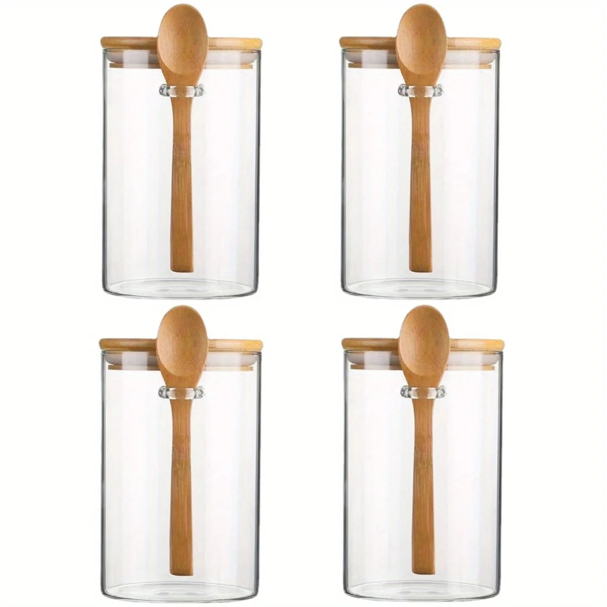 18oz Airtight Glass Jars with Lids & Spoons – Clear Storage for Spices, Candy, Tea & More