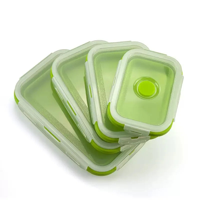 4pcs Collapsible Food Storage Containers – Airtight, Freezer & Microwave Safe for Leftovers and Fresh Fruit