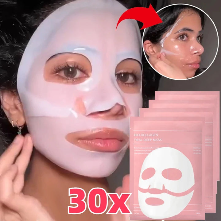 5/10/20PCS Bio Collagen Face Mask – Deep Hydrating, Pore Tightening, Brightening & Moisturizing Overnight Skin Care